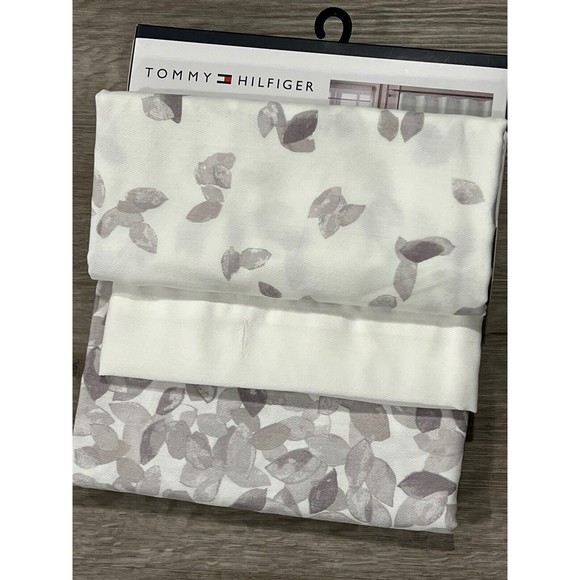 Tommy Hilfiger Stained Glass Leaves Cotton Fabric Shower Curtain Gray Wh… - Picture 7 of 7